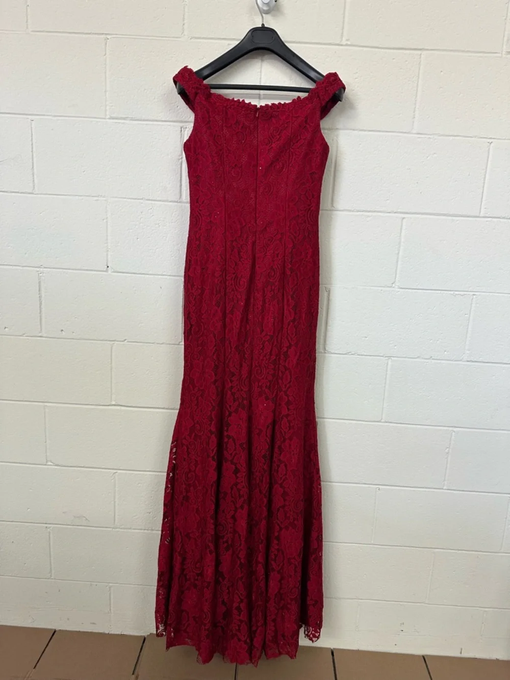 Women’s- Amelia Red Lace Off-Shoulder Dress - Picture 2 of 6